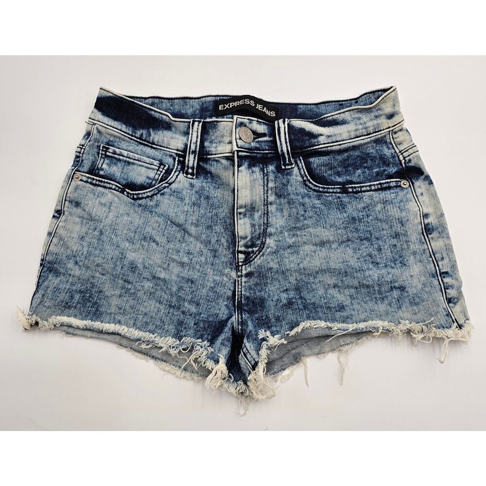 Express Jeans Women's Size 6 Stretch Acid Wash Jean Cut Off Shorts